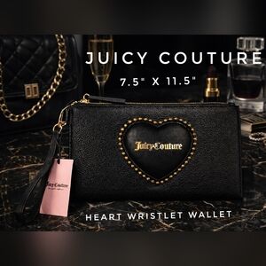 Juicy Couture Heart Wristlet Clutch – Black & Gold | NWT